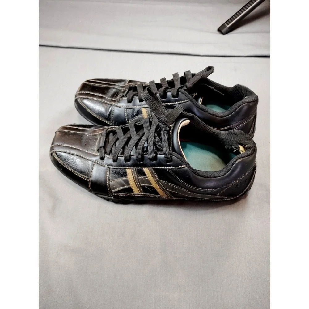 Skechers Men 11 Citywalk Malton Oxford Sneaker Black Tan Stripe Preppy Athletic*